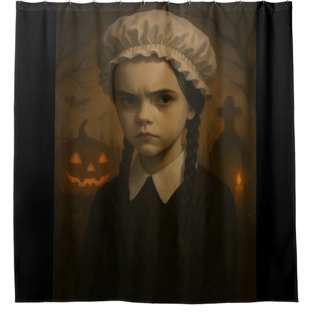 Halloween shower curtain: Wednesday Addams Curtain (Front)