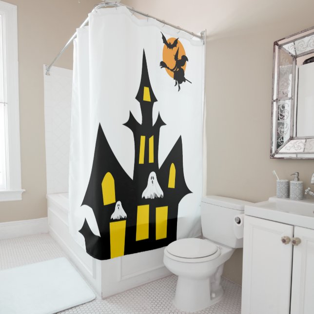 Halloween Shower Curtain Witch (In Situ)