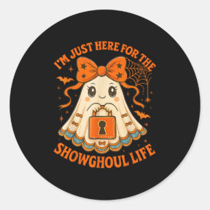 Halloween Showghoul Life Ghost Orange Bow Women Gi Classic Round Sticker
