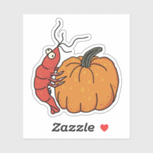 Halloween Shrimp on a Pumpkin Sticker