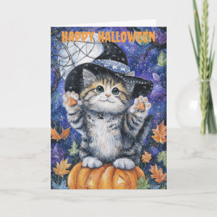 Halloween Siberian Cat Holiday Card
