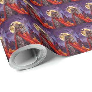 Halloween Siberian Cat Vampire Pumpkins Scary Wrapping Paper