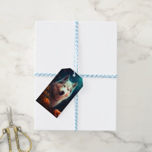 Halloween Siberian Husky With Pumpkins Scary Gift Tags
