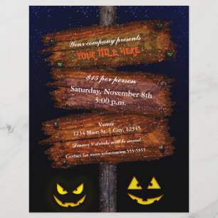 Halloween Sign Scary Pumpkins Costume Party Flyer