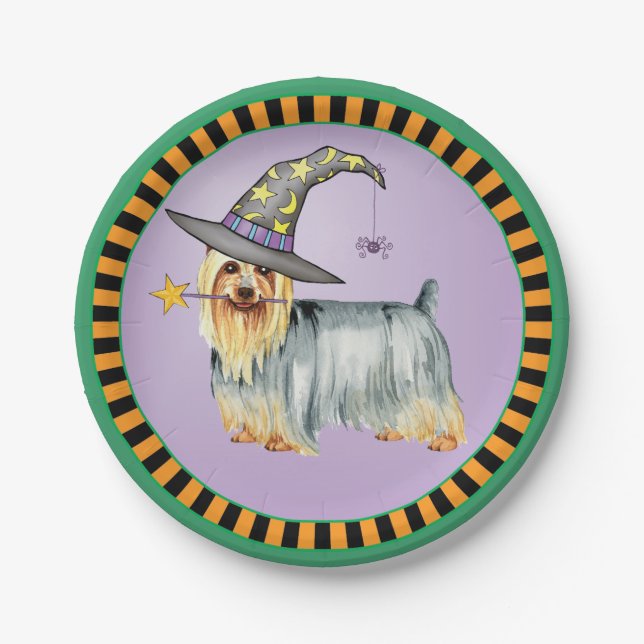 Halloween Silky Terrier Paper Plate (Front)