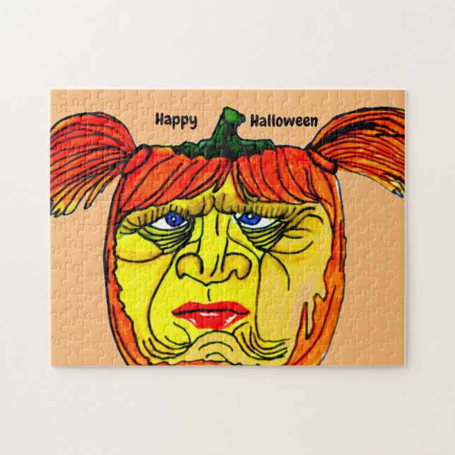 HALLOWEEN SILLY GIRL PUMPKIN  JIGSAW PUZZLE (Horizontal)