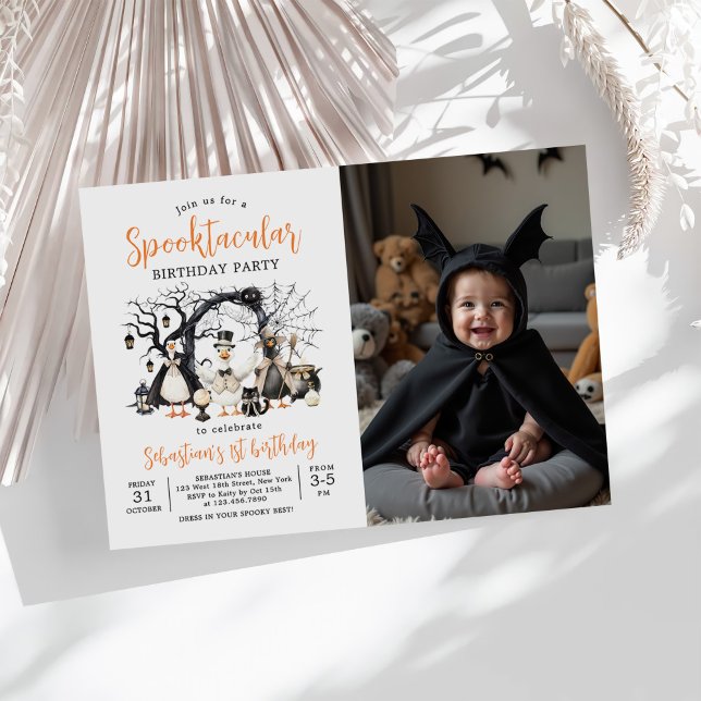 Halloween Silly Goose 1st Birthday Photo Invitation (Creator Uploaded)