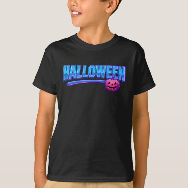 Halloween Simple Blue Neon Clothes Unisex Cute T-Shirt (Front)