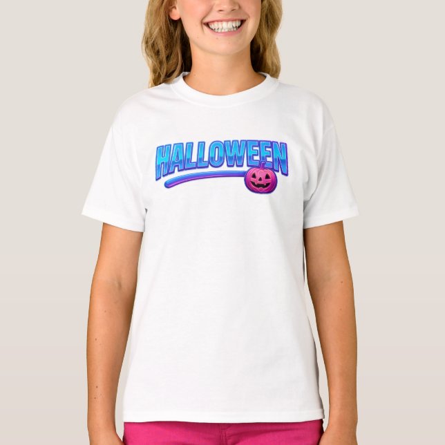 Halloween Simple Blue Neon Clothes Unisex Cute T-Shirt (Front)