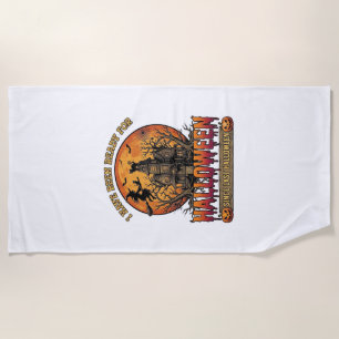 Halloween Since Last Haunted House Flying Witch_1 Beach Towel