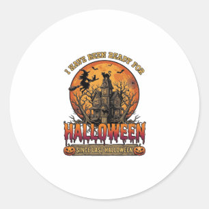 Halloween Since Last Haunted House Flying Witch_1 Classic Round Sticker