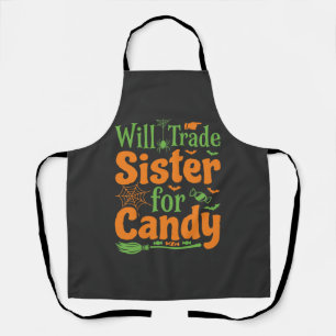 Halloween Sister Candy Trade Design_1 Apron