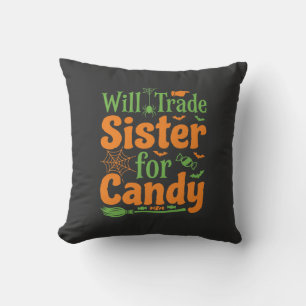 Halloween Sister Candy Trade Design_1 Cushion