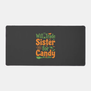 Halloween Sister Candy Trade Design_1 Desk Mat