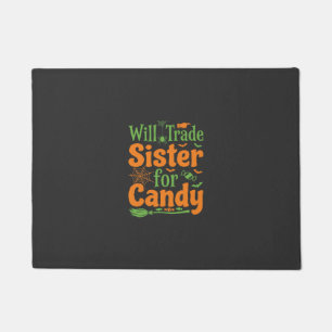 Halloween Sister Candy Trade Design_1 Doormat