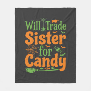 Halloween Sister Candy Trade Design_1 Fleece Blanket