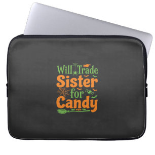 Halloween Sister Candy Trade Design_1 Laptop Sleeve