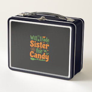 Halloween Sister Candy Trade Design_1 Metal Lunch Box