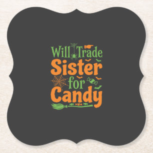 Halloween Sister Candy Trade Design_1 Paper Coaster