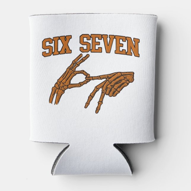 Halloween Six Seven Meme Sign Language 67 Mason  Can Cooler (Front)