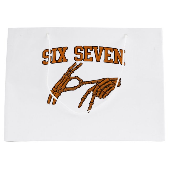 Halloween Six Seven Meme Sign Language 67 Mason  Large Gift Bag (Front)