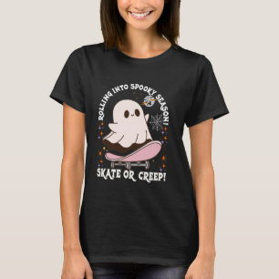 Halloween Skate or Creep Ghost Rolling into Spooky T-Shirt
