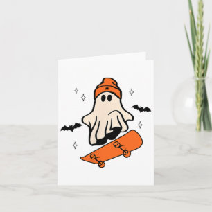 Halloween Skateboard Boo Retro Halloween Boys Mens Card