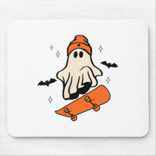 Halloween Skateboard Boo Retro Halloween Boys Mens Mouse Mat