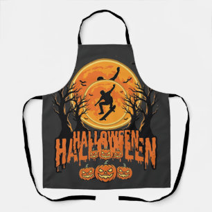 Halloween Skateboard Moon Design Halloween Apron