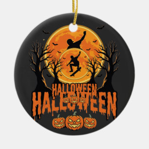 Halloween Skateboard Moon Design Halloween Ceramic Tree Decoration