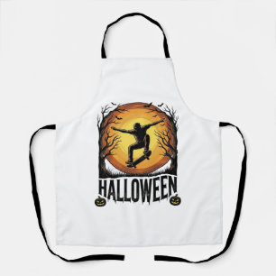 Halloween Skateboard Moon Vintage Vector Design_1 Apron