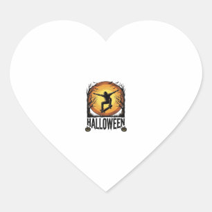 Halloween Skateboard Moon Vintage Vector Design_1 Heart Sticker