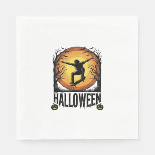 Halloween Skateboard Moon Vintage Vector Design_1 Napkin