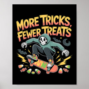 Halloween Skateboard Tricks Skeleton Candy Youth Poster