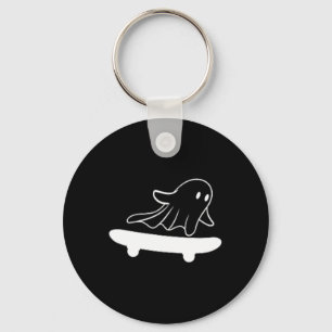 Halloween Skateboarding Ghost In Pocket Skateboard Key Ring