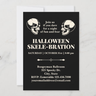 Halloween Skele-bration Laughing Skulls Invitation