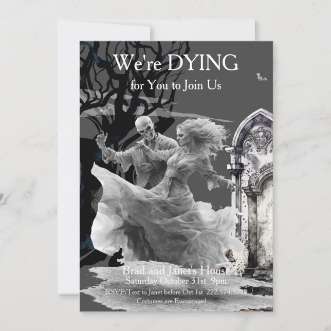  Halloween Skeletal Couple Costume Party Invitation (Front)