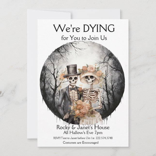  Halloween Skeletal Couple Costume Party Invitation (Front)