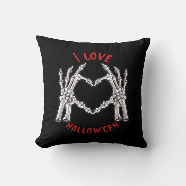 Halloween Skeletal Hands Heart Funny Saying  Cushion (Front)