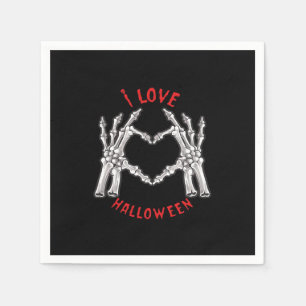 Halloween Skeletal Hands Heart Funny Saying  Napkin