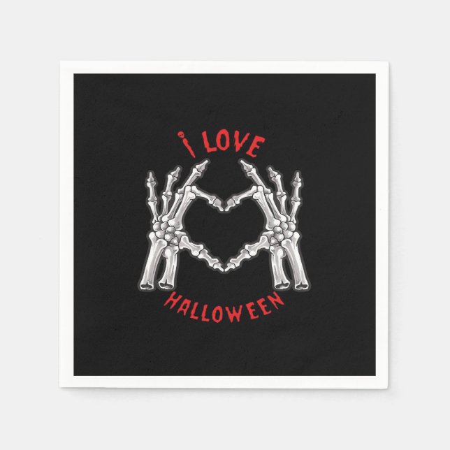 Halloween Skeletal Hands Heart Funny Saying  Napkin (Front)