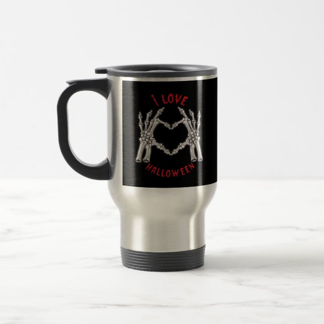Halloween Skeletal Hands Heart Funny Saying  Travel Mug (Left)