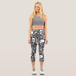 halloween skeleton anatomical bones pattern  capri leggings