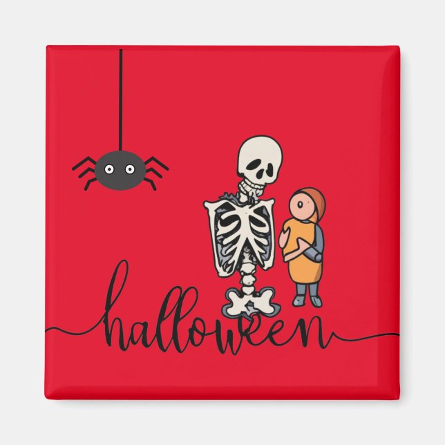 Halloween Skeleton and a boy Magnet (Front)