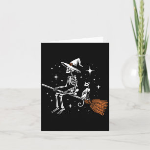 Halloween Skeleton And Black Cat Card