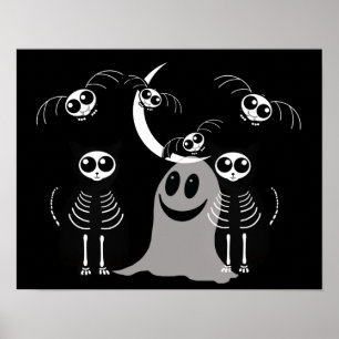 Halloween Skeleton Animals Gang Poster