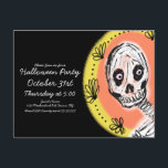 Halloween Skeleton Art Party Invitation Postcard<br><div class="desc">Halloween Party Invitation with Skeleton Design</div>