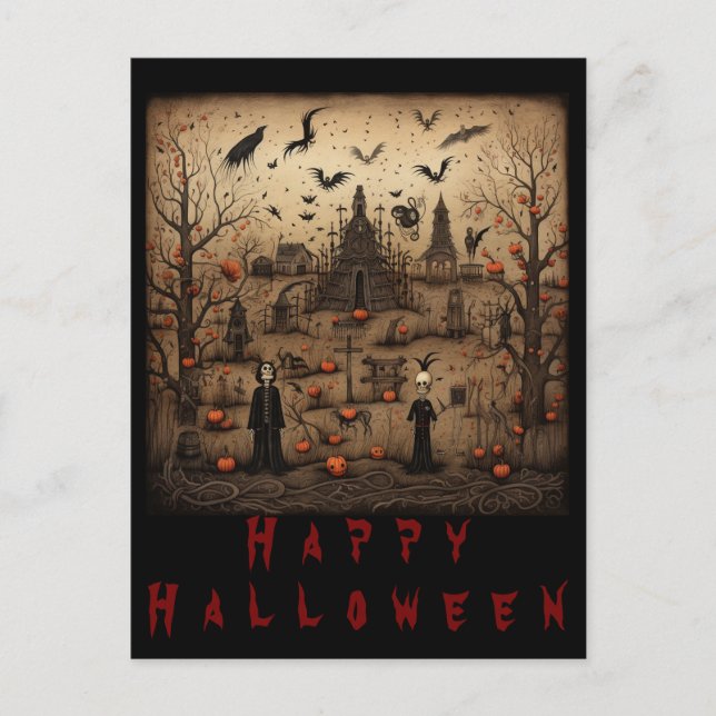 Halloween skeleton art  postcard (Front)