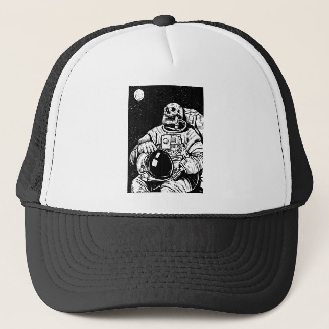 halloween skeleton astronaut trucker hat (Front)