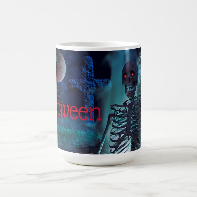 Halloween Skeleton at Graveyard Coffee Mug (Center)